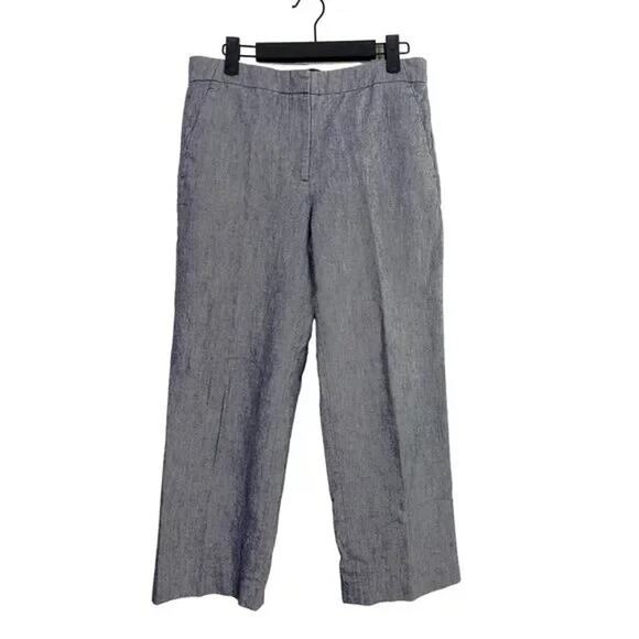 J.Crew Cropped Chambray Straight Leg High Rise Cotton Trouser 4 Blue Grey #3907 - Picture 15 of 15